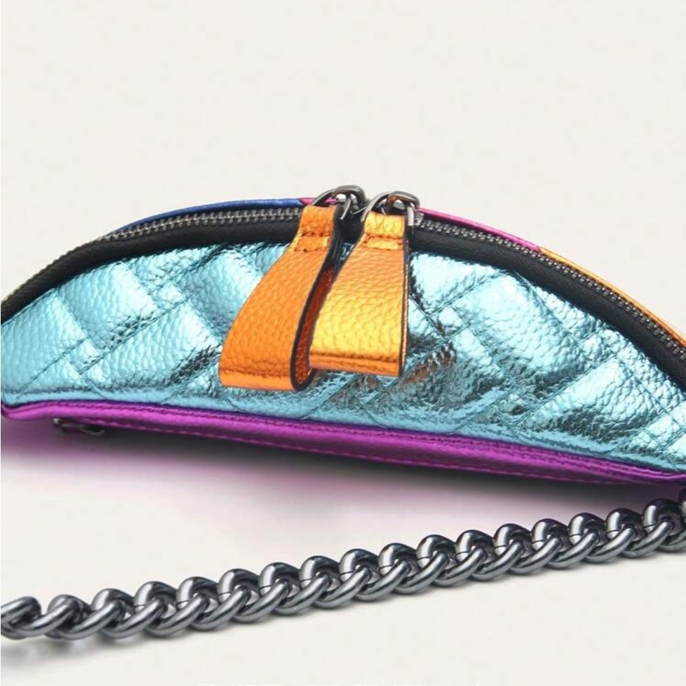Vibrant Multicolor Patchwork Leather Crossbody Belt Bag - Picture 5 of 10